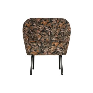 WOOOD Vogue ftölj - svart sammetspolyester med blomtryck och svart metall