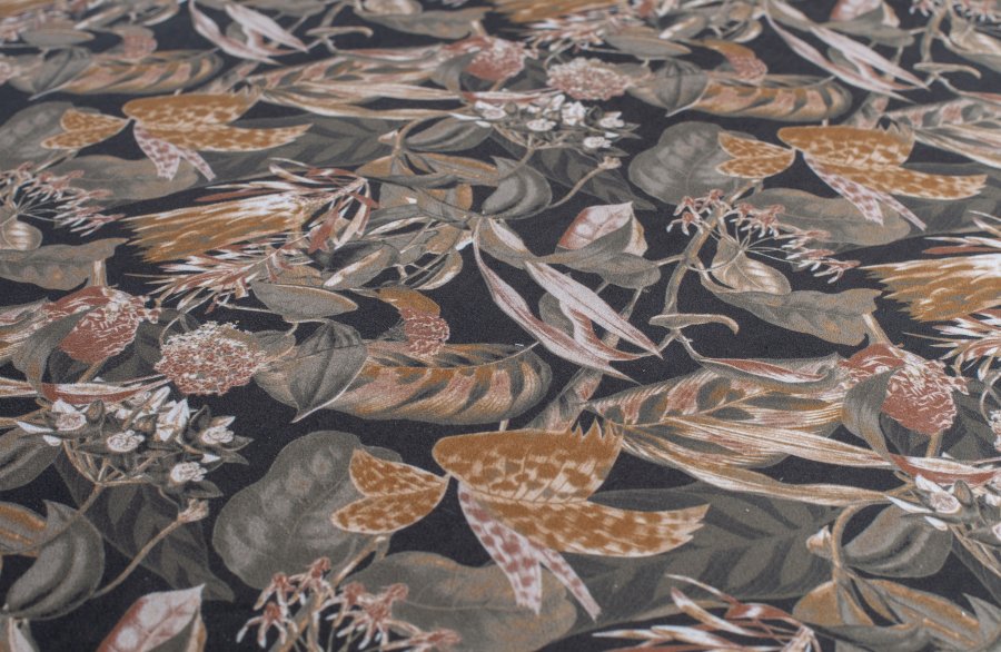 WOOOD Vogue spisebordstol - svart flyelspolyester med blomstertrykk og sort metall