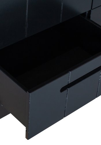 WOOOD Connect garderobe, m. 3 drer, 4 hyller, 1 hengestang og 3 skuffer - sort furu