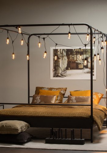 VTWONEN Barneseng med kyeseng, med lamellbunn i metall, uten madrass - svart stl (160x200)