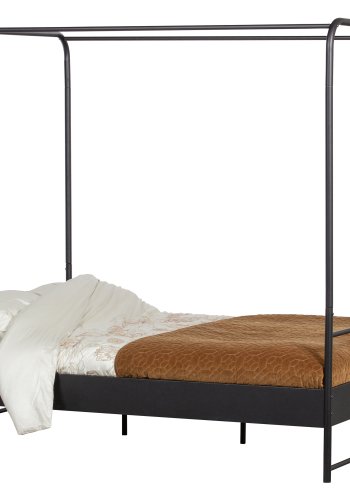 VTWONEN Barneseng med kyeseng, med lamellbunn i metall, uten madrass - svart stl (160x200)
