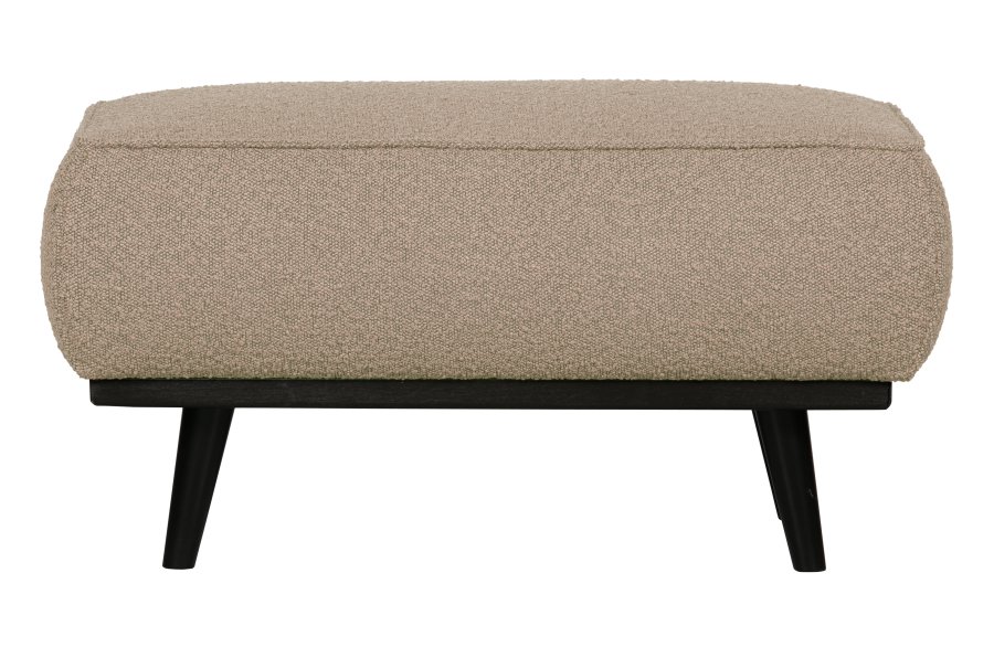 WOOOD Statement puff, rektangulr - beige bouclé vevd stoff (80x55)