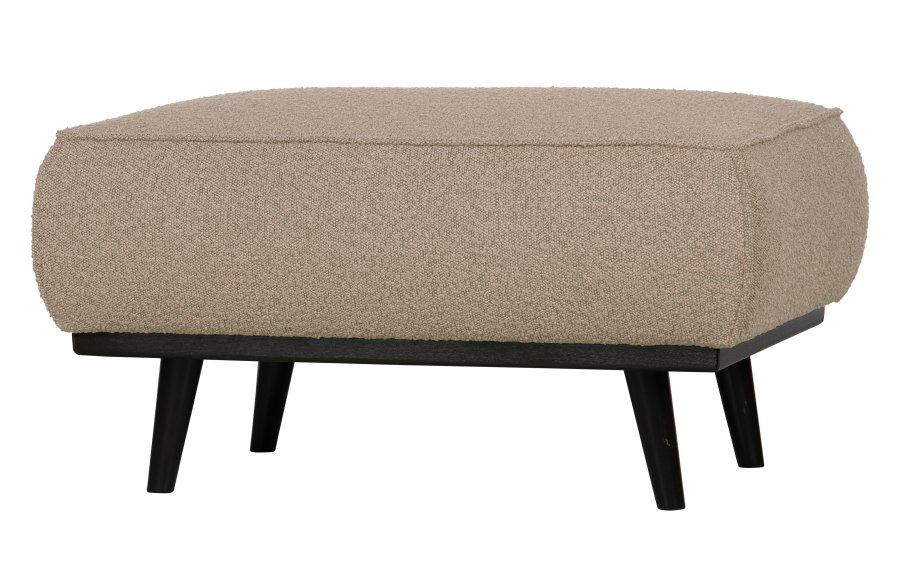 WOOOD Statement puff, rektangulr - beige bouclé vevd stoff (80x55)