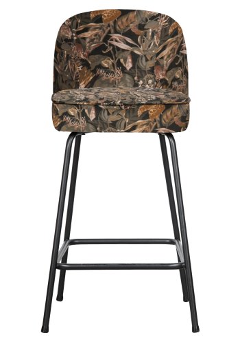 WOOOD Vogue barkrakk, med ryggsttte og fotsttte - svart flyelspolyester med blomstertrykk/svart metall