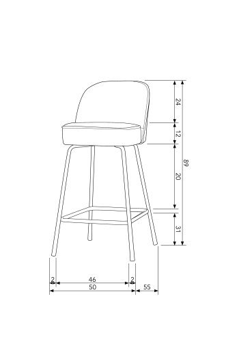 WOOOD Vogue barkrakk, med ryggsttte og fotsttte - svart flyelspolyester med blomstertrykk/svart metall