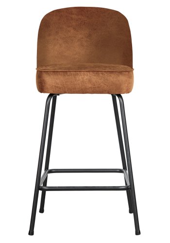 WOOOD Vogue barkrakk, med ryggsttte og fotsttte - konjakkstoff og sort metall