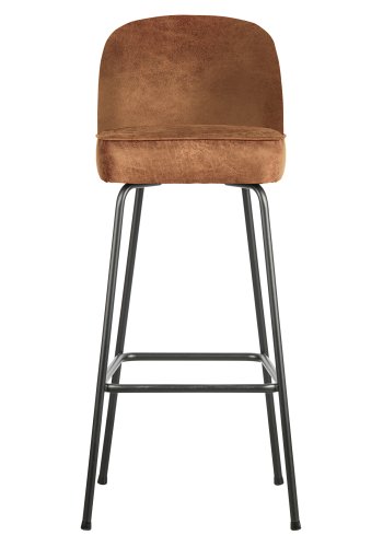 WOOOD Vogue barkrakk, med ryggsttte og fotsttte - konjakkstoff og sort metall