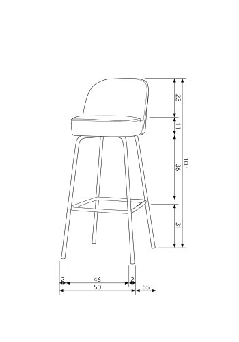 WOOOD Vogue barkrakk, med ryggsttte og fotsttte - konjakkstoff og sort metall