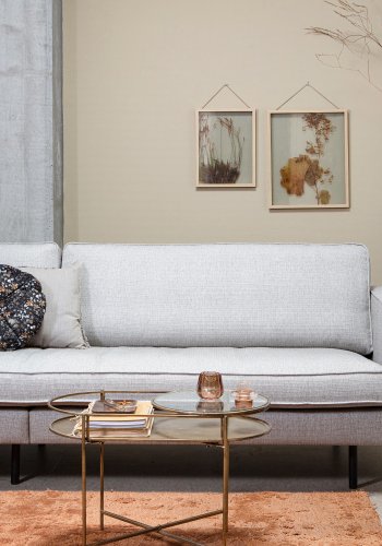 WOOOD Collection sidebord, m. 1 hylle - glass og antikk messingstl (65x37)