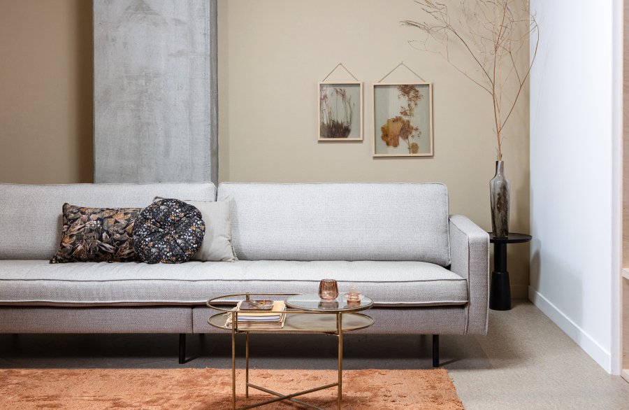 WOOOD Collection sidebord, m. 1 hylle - glass og antikk messingstl (65x37)