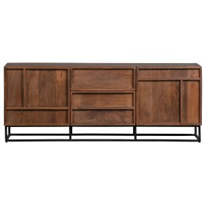 WOOOD EXCLUSIVE Forrest TV-bord, m. 2 lger, 2 skuffer og 2 hylder - natur mangotr og sort metal