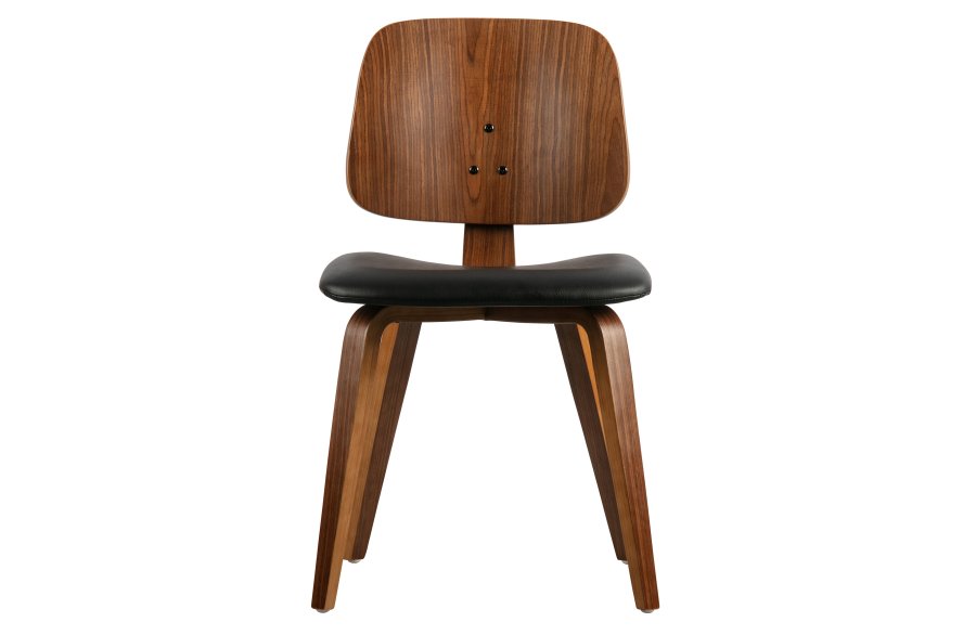 VTWONEN Klassisk spisestuestol - svart PU og brun valntt finish