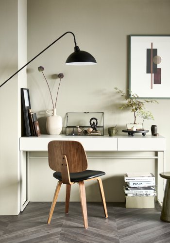 VTWONEN Klassisk spisestuestol - svart PU og brun valntt finish