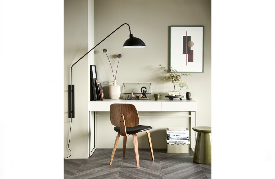 VTWONEN Klassisk spisestuestol - svart PU og brun valntt finish