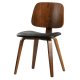 VTWONEN Klassisk spisestuestol - svart PU og brun valntt finish