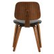 VTWONEN Klassisk spisestuestol - svart PU og brun valntt finish