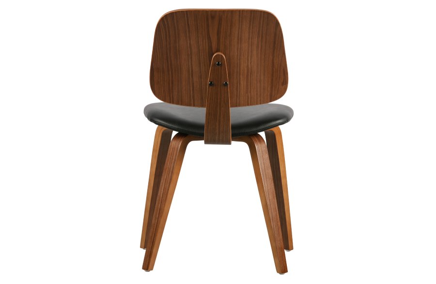 VTWONEN Klassisk spisestuestol - svart PU og brun valntt finish