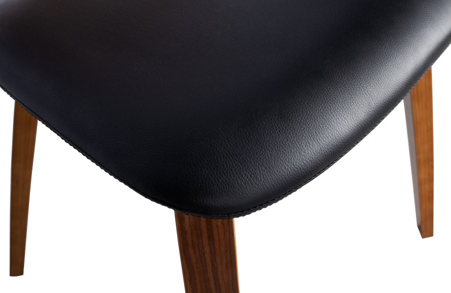 VTWONEN Klassisk spisestuestol - svart PU og brun valntt finish