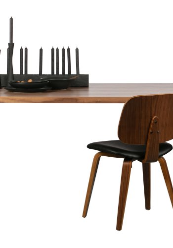 VTWONEN Klassisk spisestuestol - svart PU og brun valntt finish