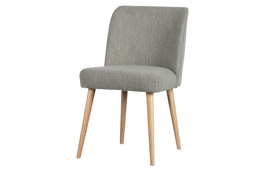 VTWONEN Force spisebordstol - grtt boucléstoff og naturlig bketre