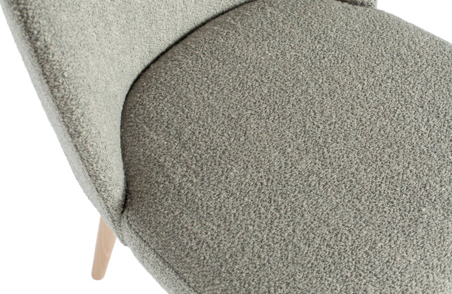 VTWONEN Force spisebordstol - grtt boucléstoff og naturlig bketre