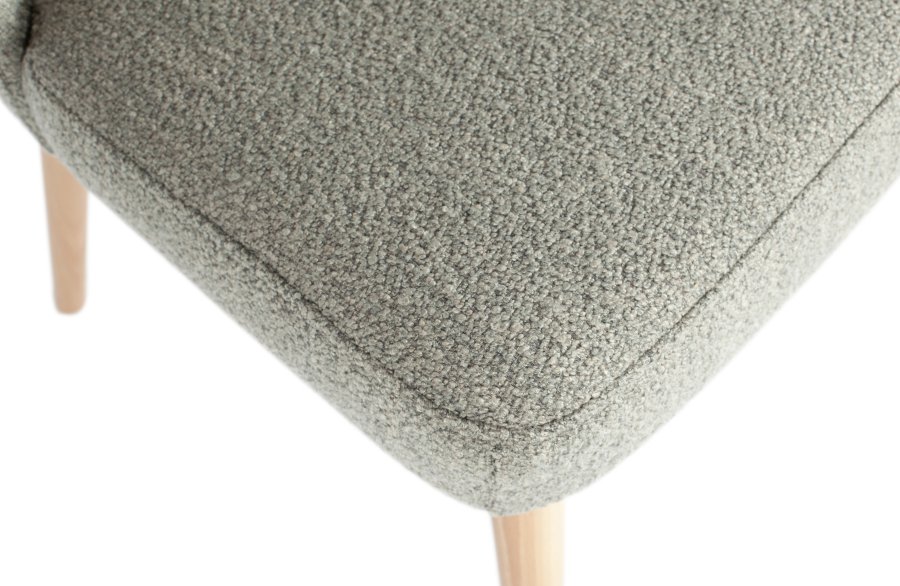 VTWONEN Force spisebordstol - grtt boucléstoff og naturlig bketre