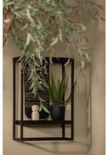 WOOOD Febe vegghylle, for innendrs og utendrs bruk, rektangulr - sort metall