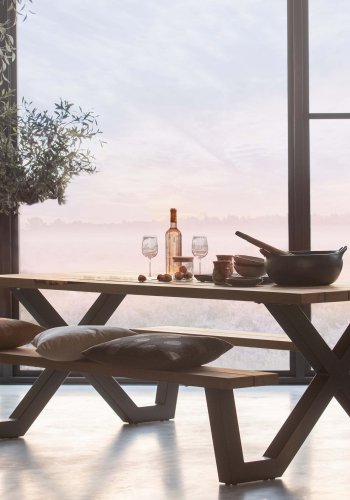 WOOOD EKSKLUSIVT Tablo Outdoor Picnic X Base for Picnic Bord - Black Metal - 1 styck