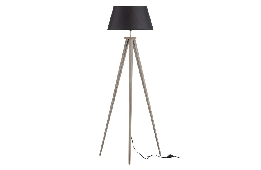 WOOOD EKSKLUSIV Omar gulvlampe - stoff og svart bambus