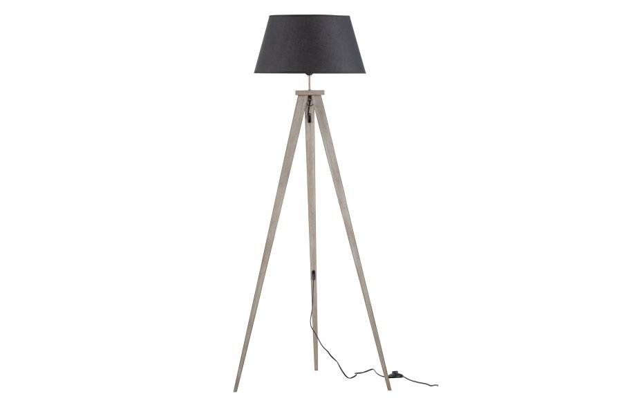 WOOOD EKSKLUSIV Omar gulvlampe - stoff og svart bambus