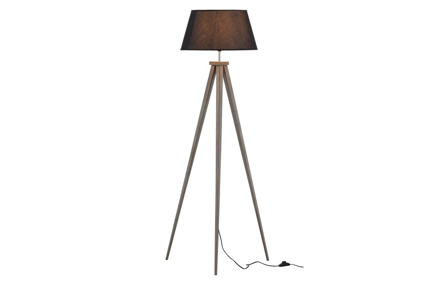 WOOOD EKSKLUSIV Omar gulvlampe - stoff og svart bambus