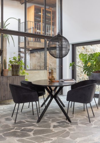 WOOOD EKSKLUSIV Bruno spisebord, ovalt - svart MDF og stl (220x100)