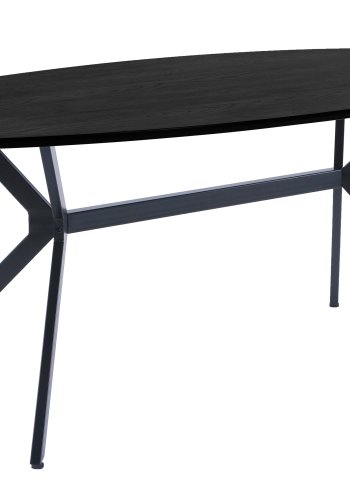 WOOOD EKSKLUSIV Bruno spisebord, ovalt - svart MDF og stl (220x100)
