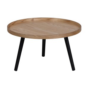 WOOOD Mesa sidobord L, runt - naturlig MDF och svart furu (60)