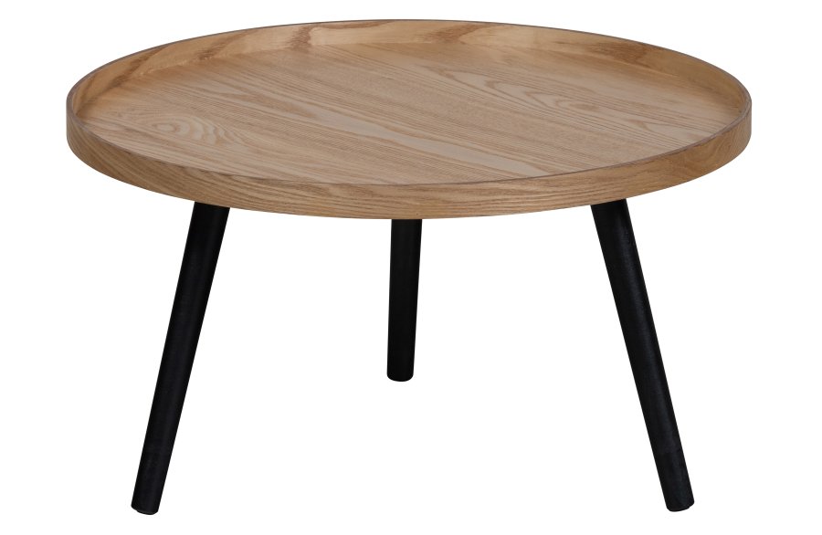 WOOOD Mesa sidebord L, rundt - naturlig MDF og svart furu (60)