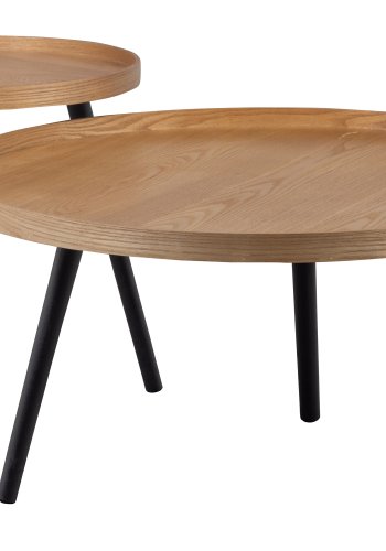 WOOOD Mesa sidebord L, rundt - naturlig MDF og svart furu (60)