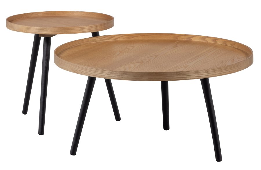 WOOOD Mesa sidebord L, rundt - naturlig MDF og svart furu (60)