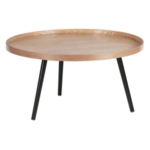 WOOOD Mesa sidobord XL, runt - naturlig MDF och svart furu (78)