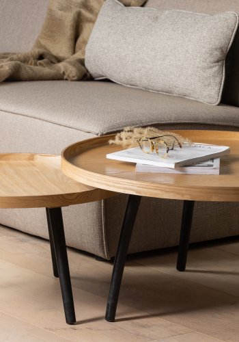 WOOOD Mesa sidebord XL, rundt - naturlig MDF og svart furu (78)