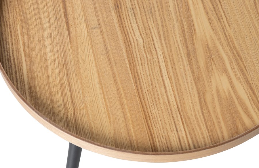 WOOOD Mesa sidebord XL, rundt - naturlig MDF og svart furu (78)