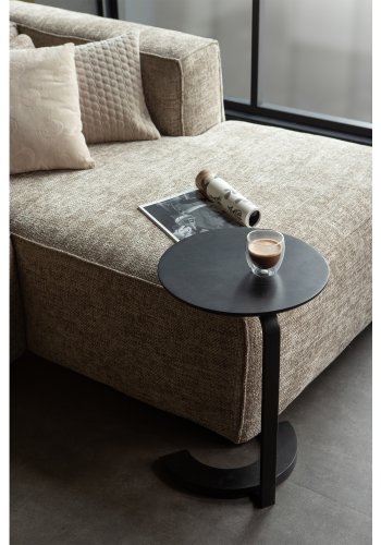 WOOOD EXCLUSIVE Gulv sidebord, rundt - svart mangotre og metall (39)