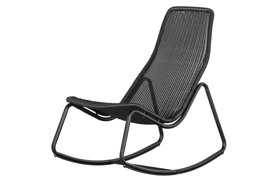 WOOOD Tom utendrs gyngestol - svart polyetylen og sort metall