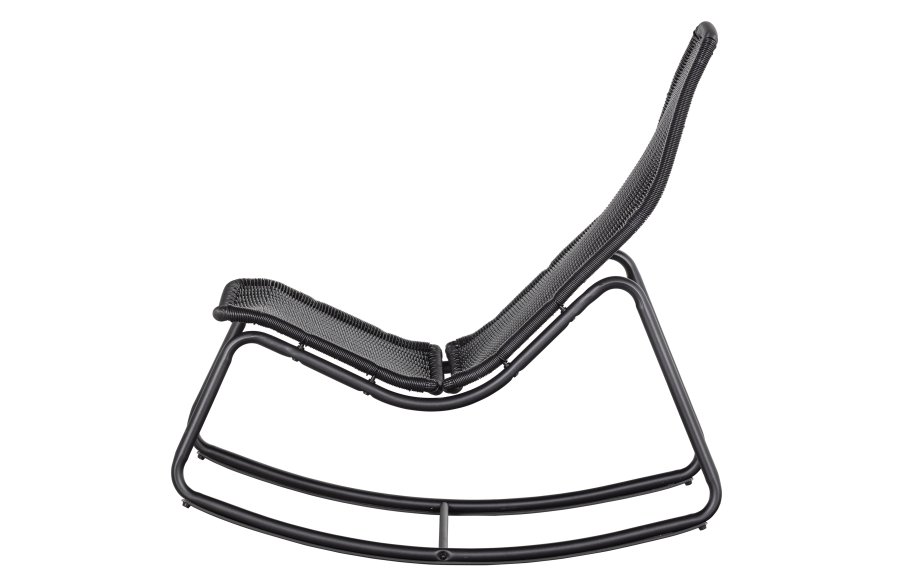 WOOOD Tom utendrs gyngestol - svart polyetylen og sort metall