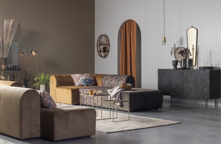 WOOOD Counter-skjenk, m. 4 drer og 2 hyller - svart mangotre og metall