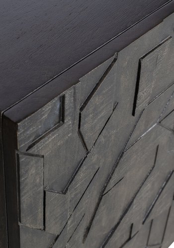 WOOOD Counter-skjenk, m. 4 drer og 2 hyller - svart mangotre og metall