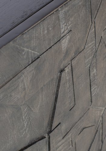 WOOOD Counter-skjenk, m. 4 drer og 2 hyller - svart mangotre og metall