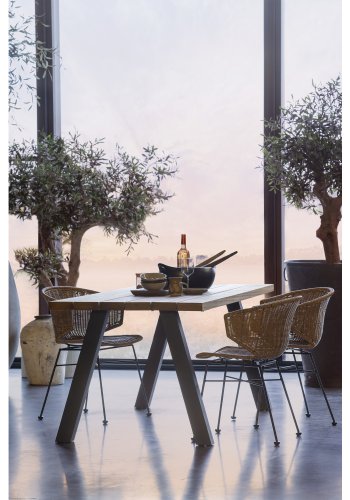 WOOOD Tablo tr&auml;dg�rdsbord, rektangul&auml;rt - naturligt tr&auml; och svart metall (210x81)