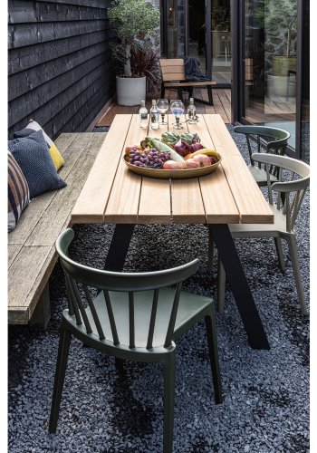 WOOOD Tablo tr&auml;dg�rdsbord, rektangul&auml;rt - naturligt tr&auml; och svart metall (210x81)