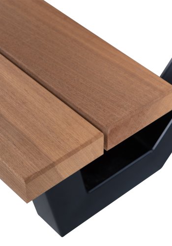 WOOOD Tablo Picnic hagebord, m. 2 benker - naturlig tre og sort stl (206x145)