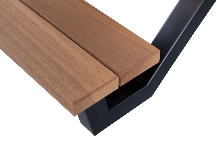 WOOOD Tablo Picnic hagebord, m. 2 benker - naturlig tre og sort stl (206x145)